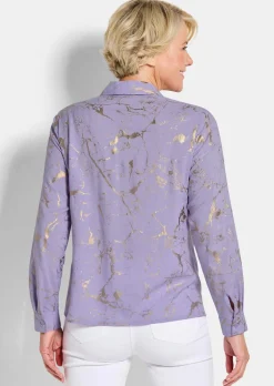 Hemdbluse mit Metallic Print
