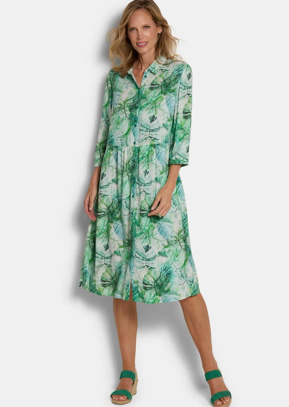 Hemdblusenkleid in Midi-Länge