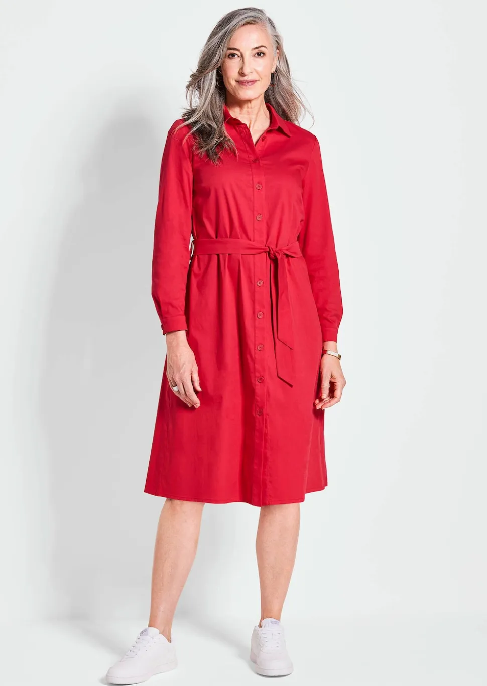 Hemdblusenkleid mit Bindegürtel