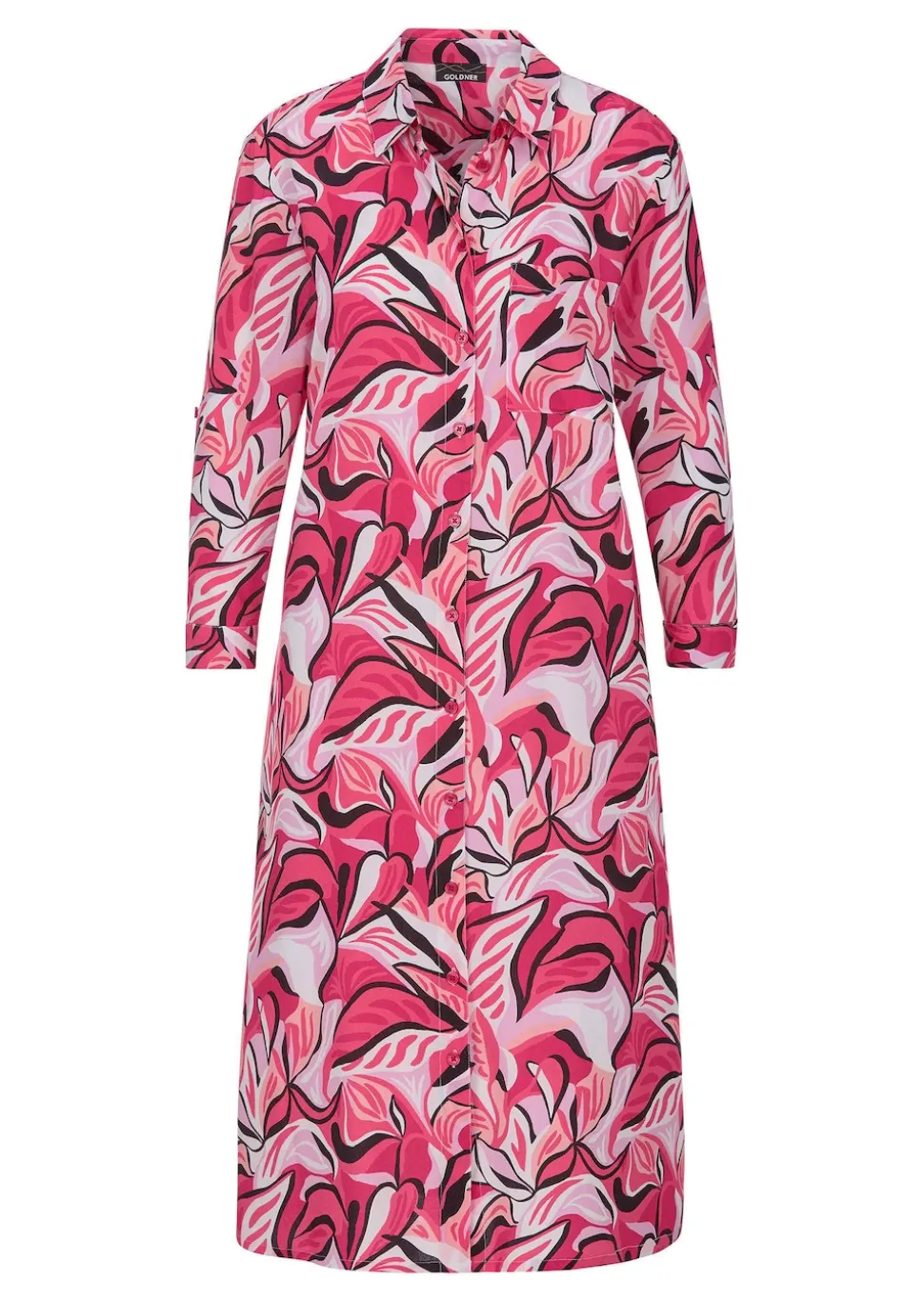 Hemdblusenkleid mit Blätterprint