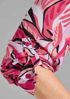Hemdblusenkleid mit Blätterprint
