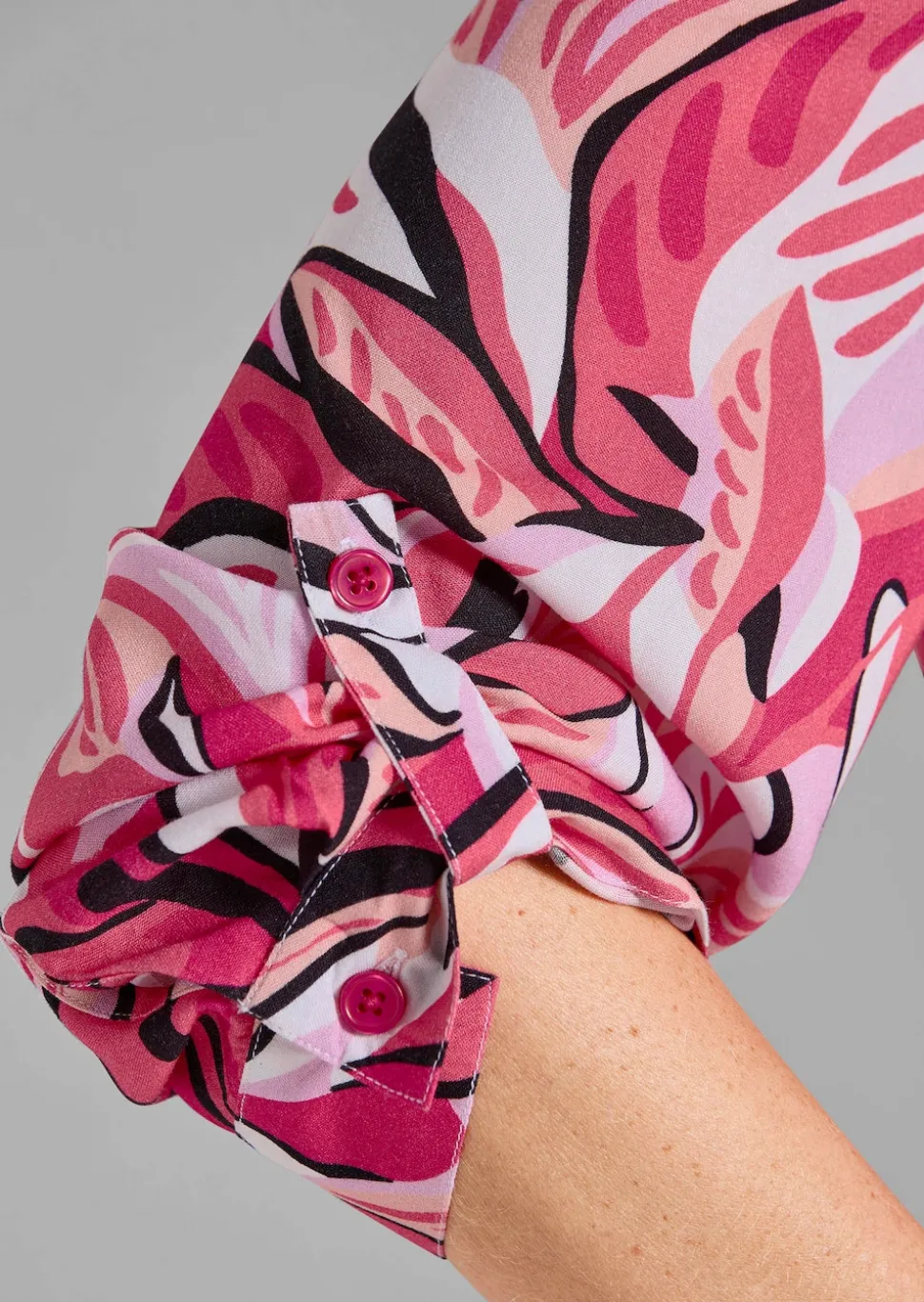Hemdblusenkleid mit Blätterprint