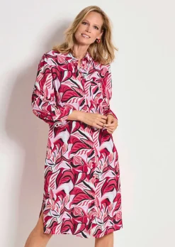Hemdblusenkleid mit Blätterprint