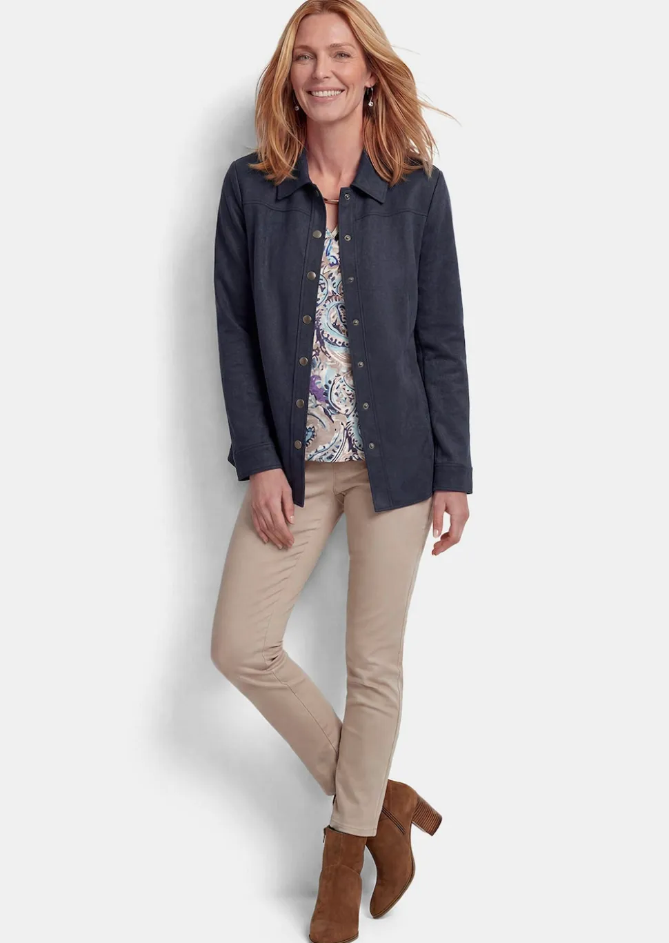 Hemdjacke in Velourslederoptik