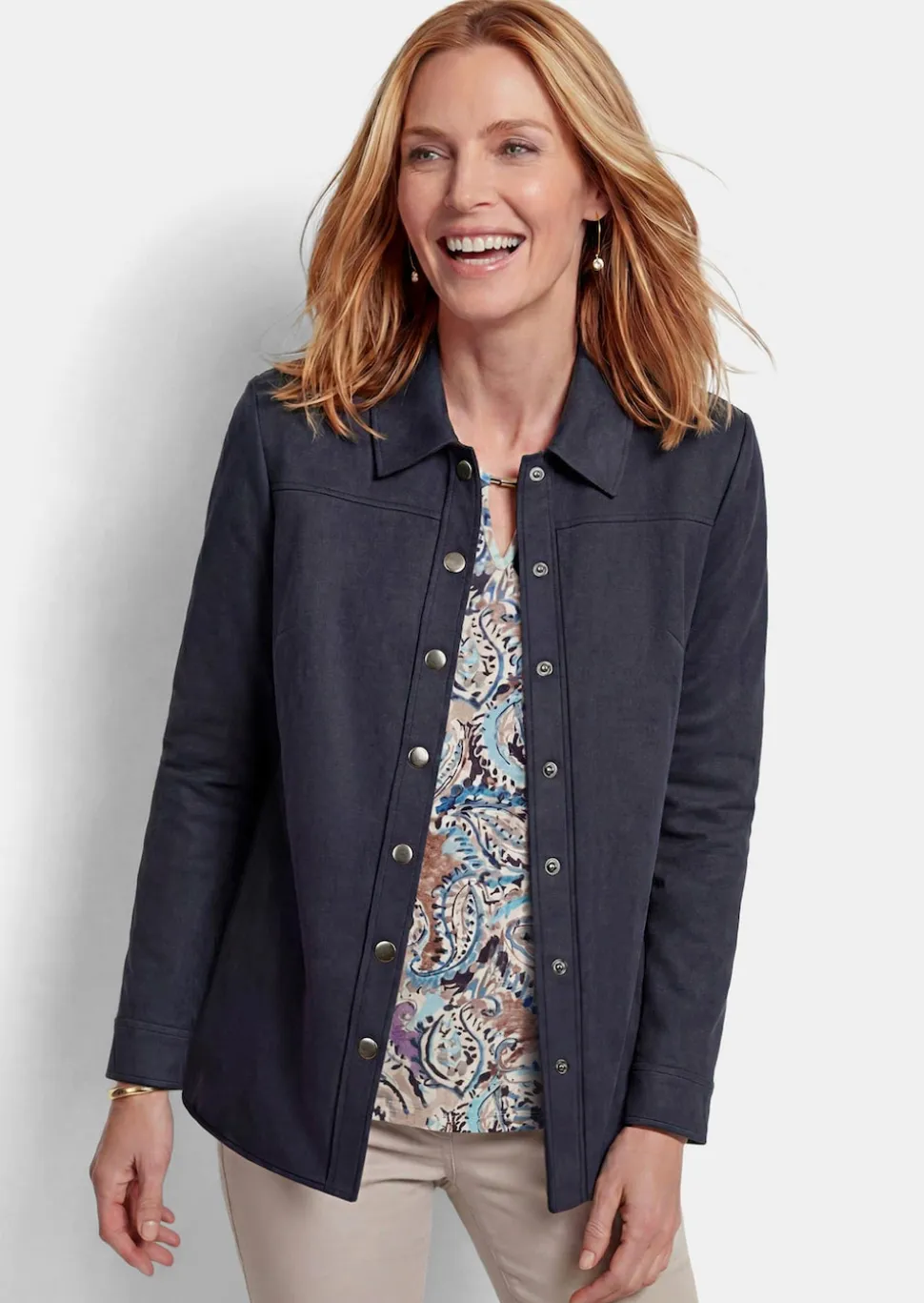 Hemdjacke in Velourslederoptik