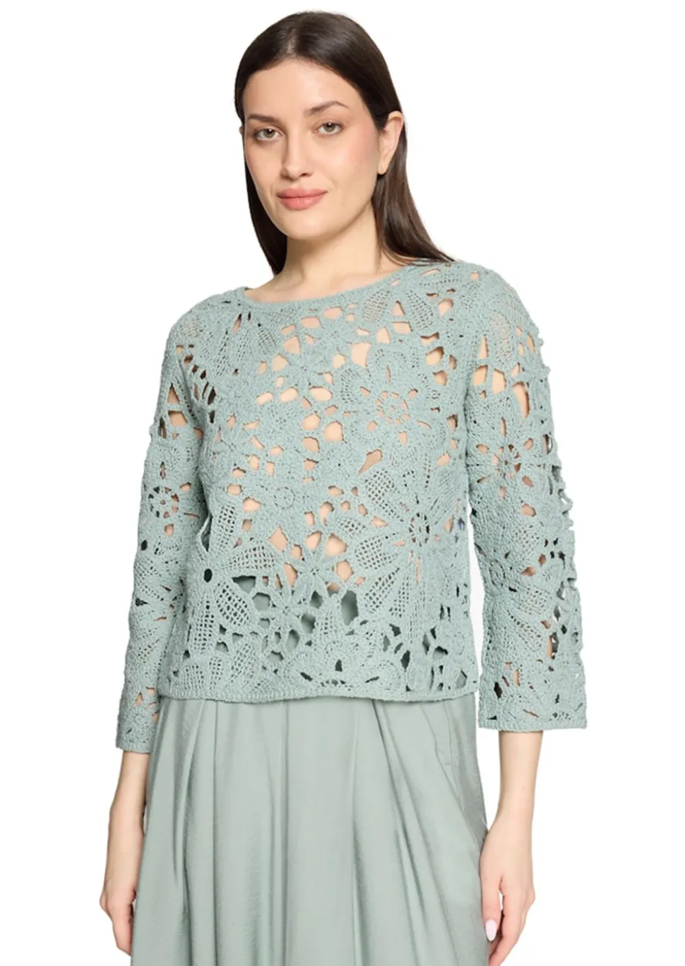 Häkelpullover mit Blütenmuster