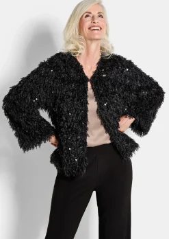 Jacke in Feder-Optik mit Pailletten