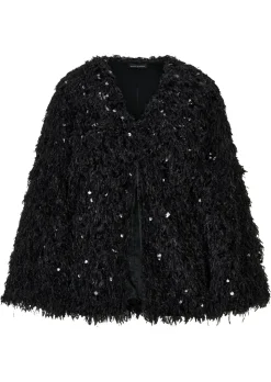Jacke in Feder-Optik mit Pailletten