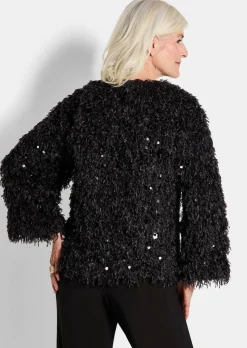 Jacke in Feder-Optik mit Pailletten
