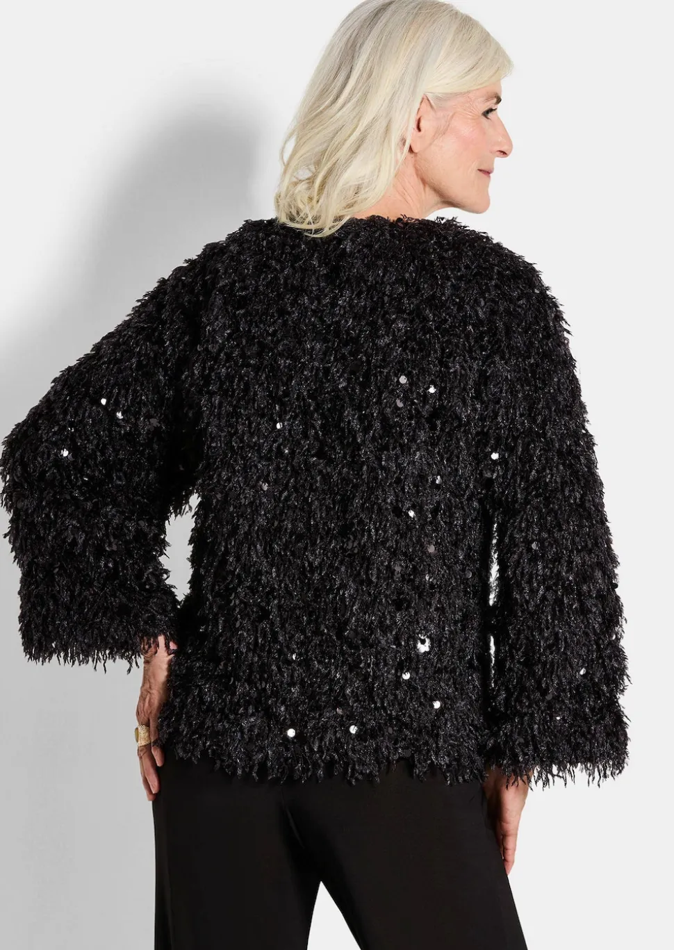 Jacke in Feder-Optik mit Pailletten