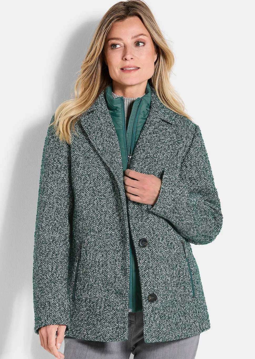 Jacke in 2-in-1-Optik mit Steppeinsatz