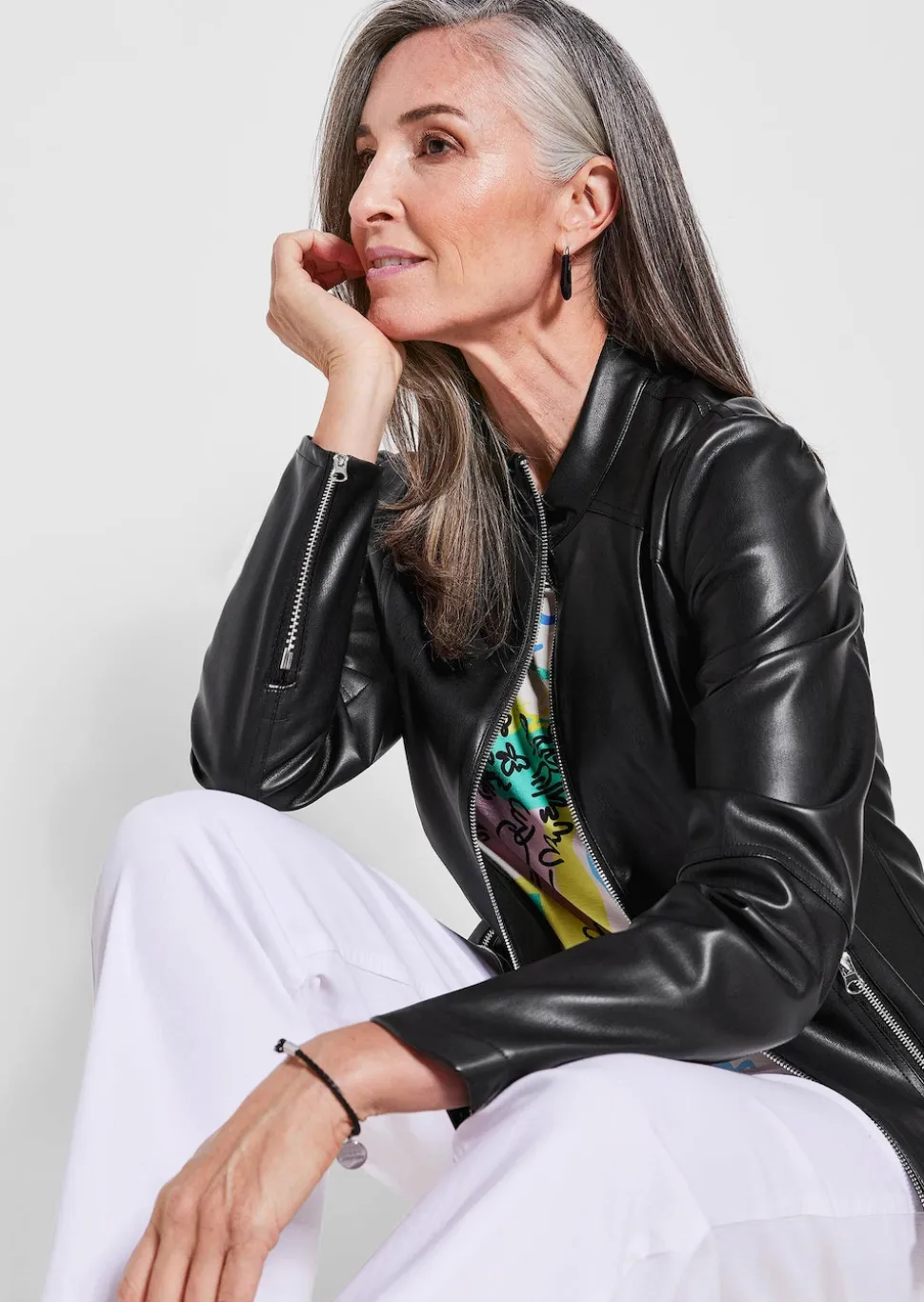Jacke in Lederoptik