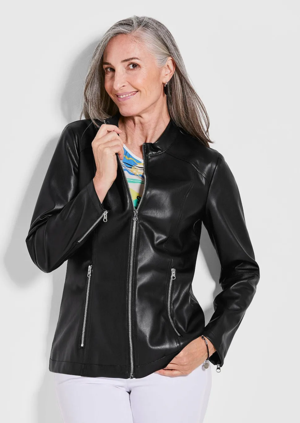 Jacke in Lederoptik