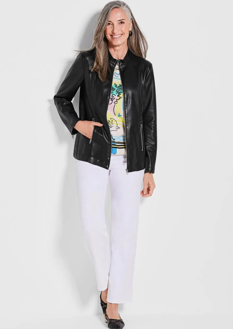 Jacke in Lederoptik