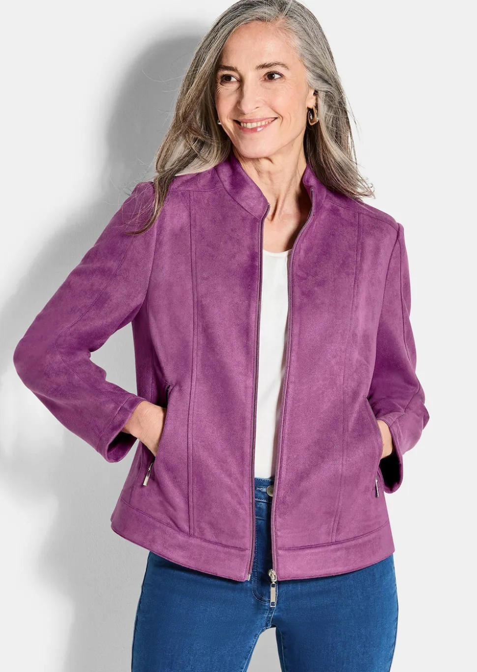 Jacke in Veloursleder-Optik