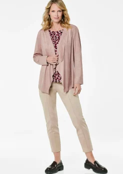 Jacke in Velours-Optik mit Wasserfallkragen
