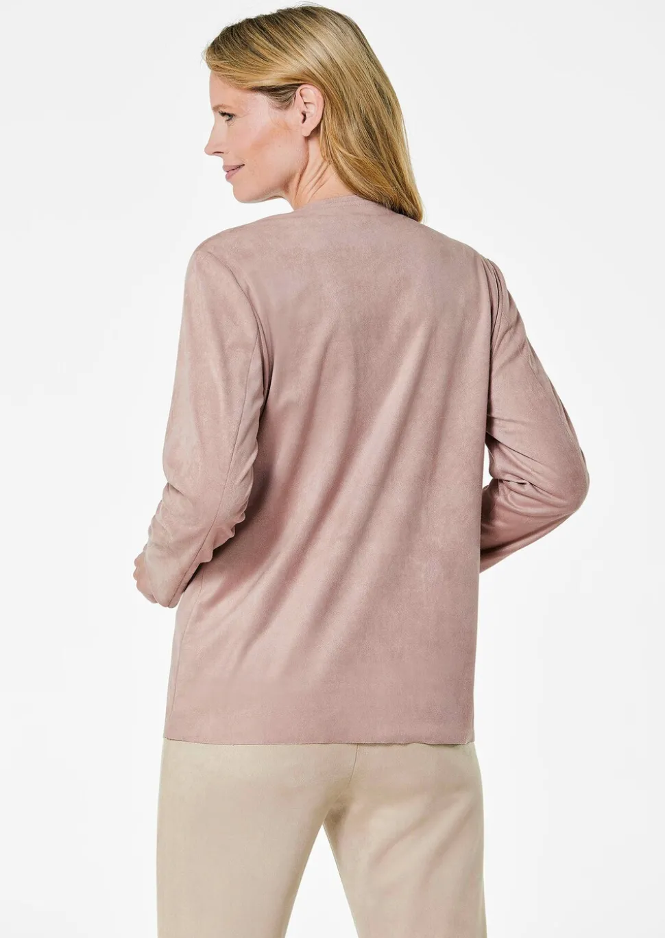 Jacke in Velours-Optik mit Wasserfallkragen