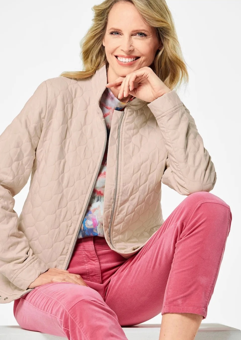 Jacke in wabenförmiger Stepp-Optik