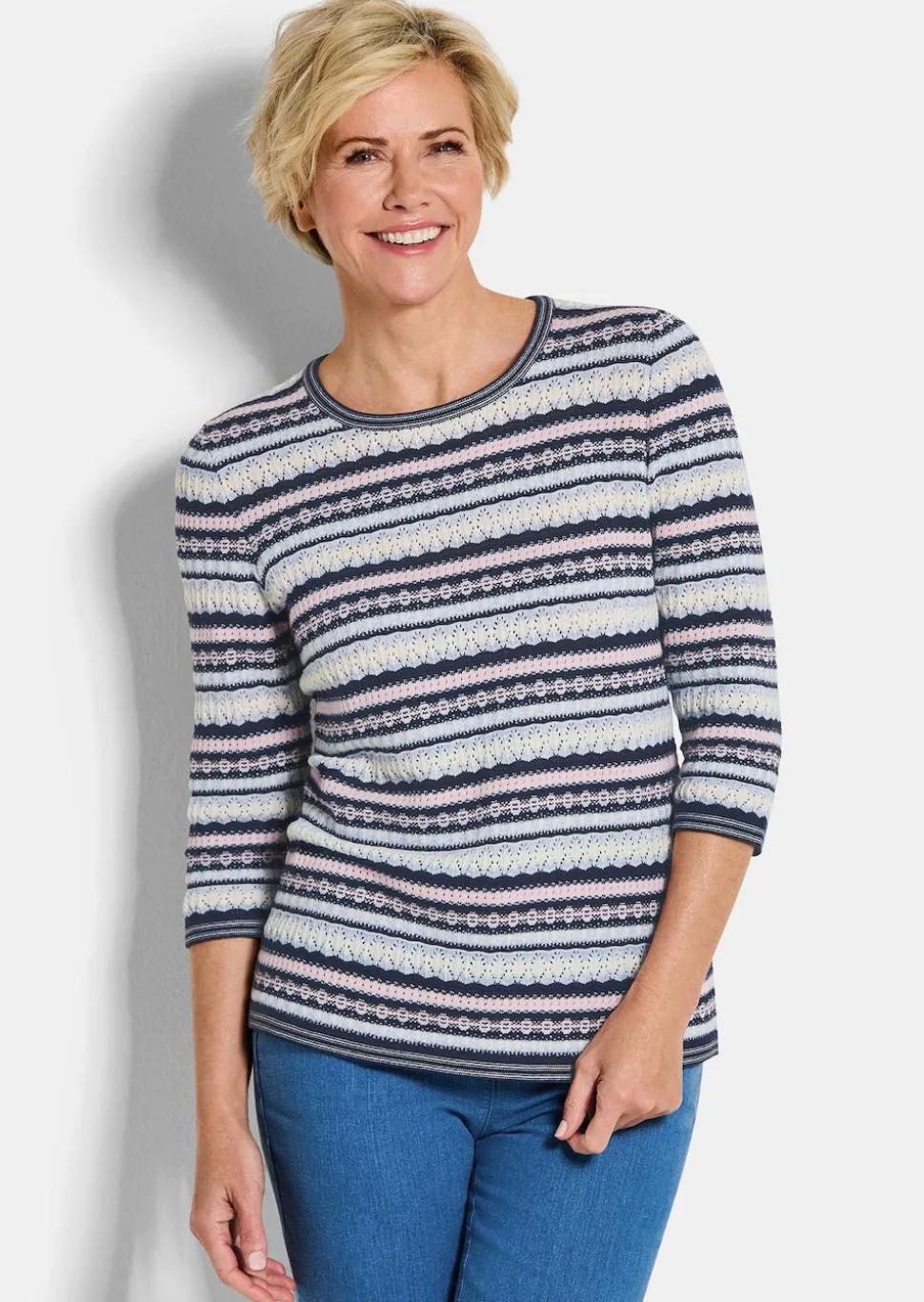 Jacquard-Pullover in Ringel-Optik