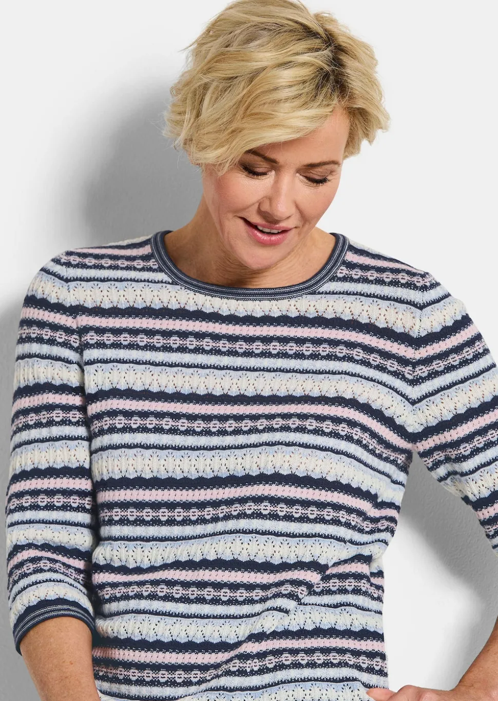 Jacquard-Pullover in Ringel-Optik