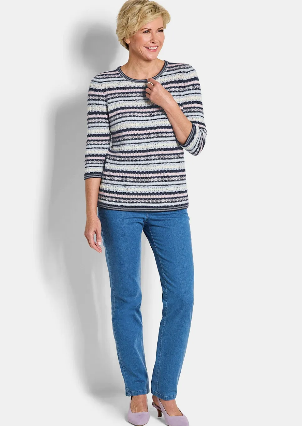 Jacquard-Pullover in Ringel-Optik