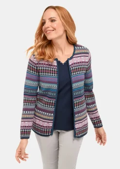 Jacquardstrickjacke mit farbenfrohem Ringelmuster