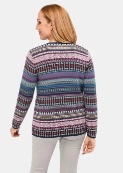 Jacquardstrickjacke mit farbenfrohem Ringelmuster