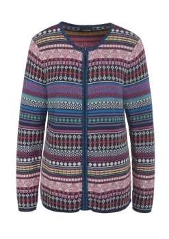 Jacquardstrickjacke mit farbenfrohem Ringelmuster