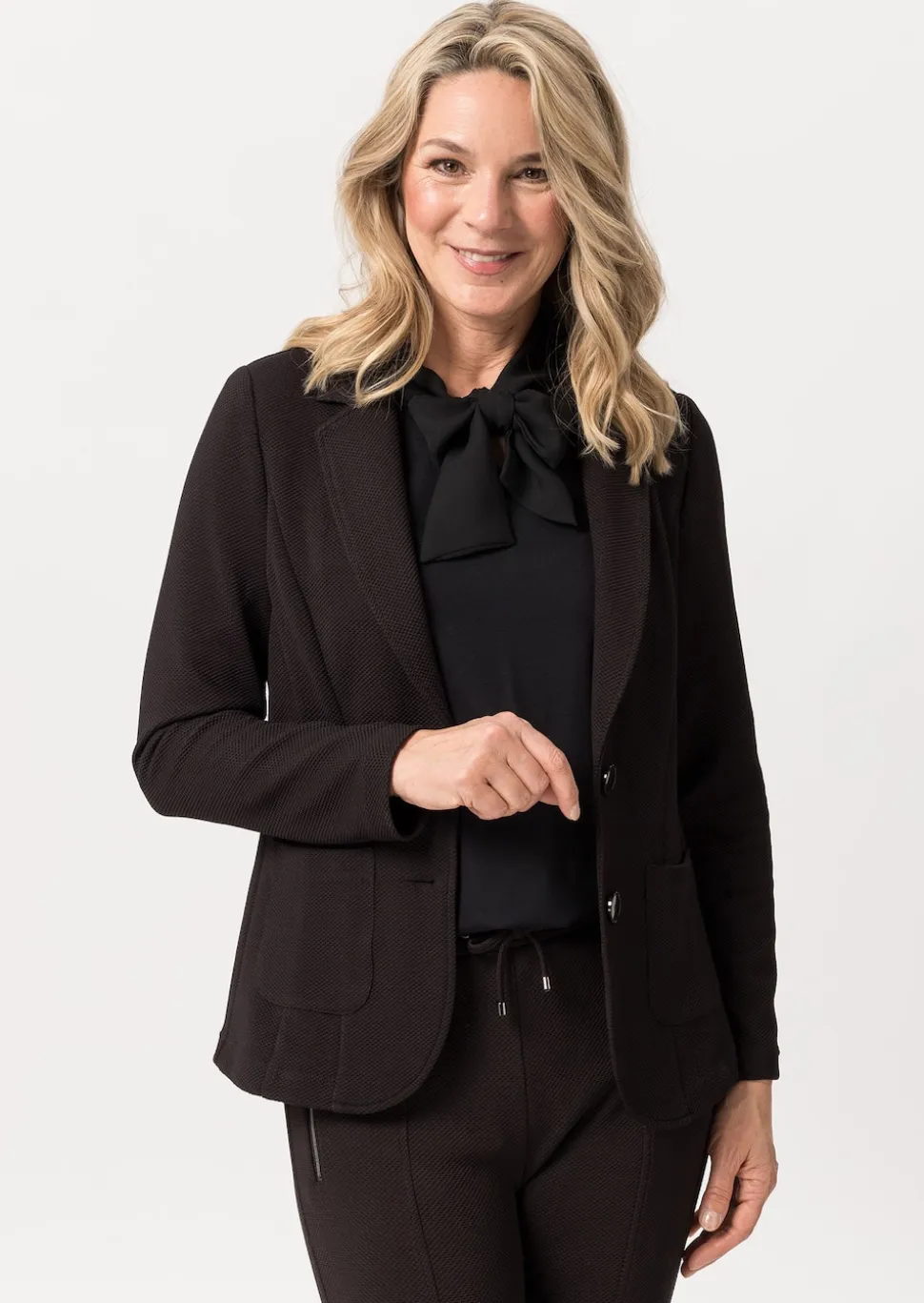 Jerseyblazer aus Strukturware mit Taschen