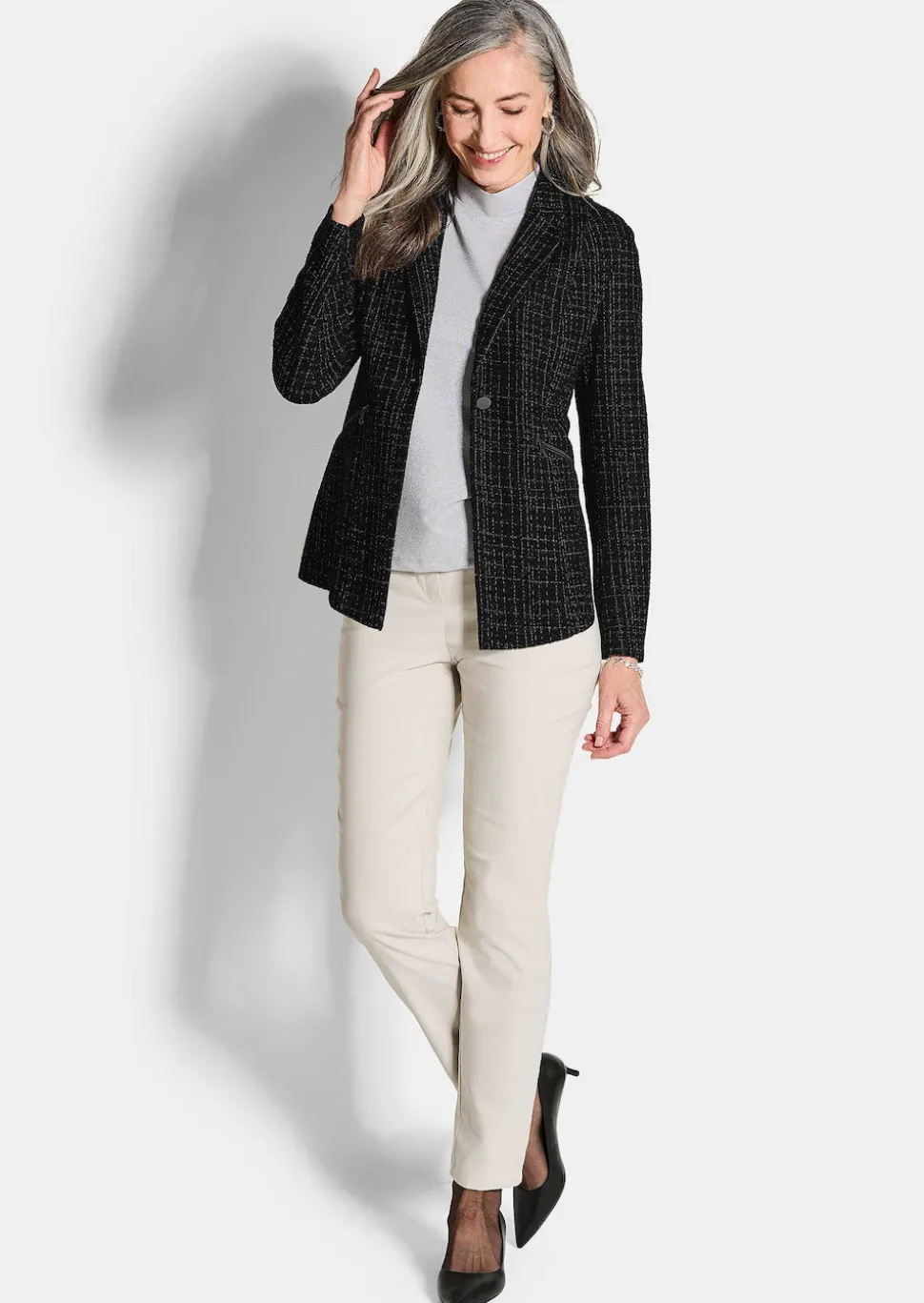 Jersey-Blazer in Tweed-Optik