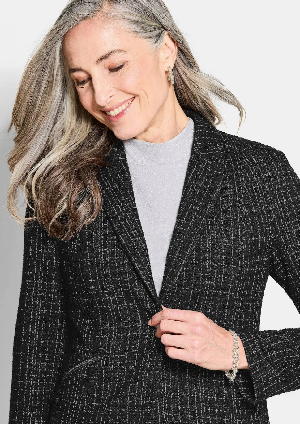 Jersey-Blazer in Tweed-Optik