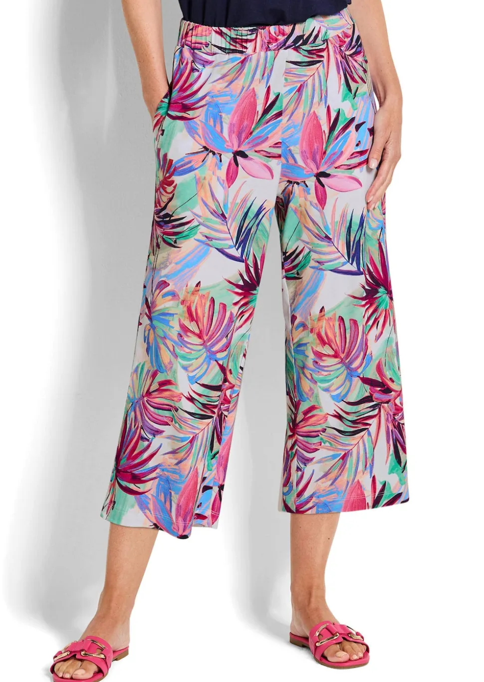 Jersey-Culotte VERA mit Palmenprint