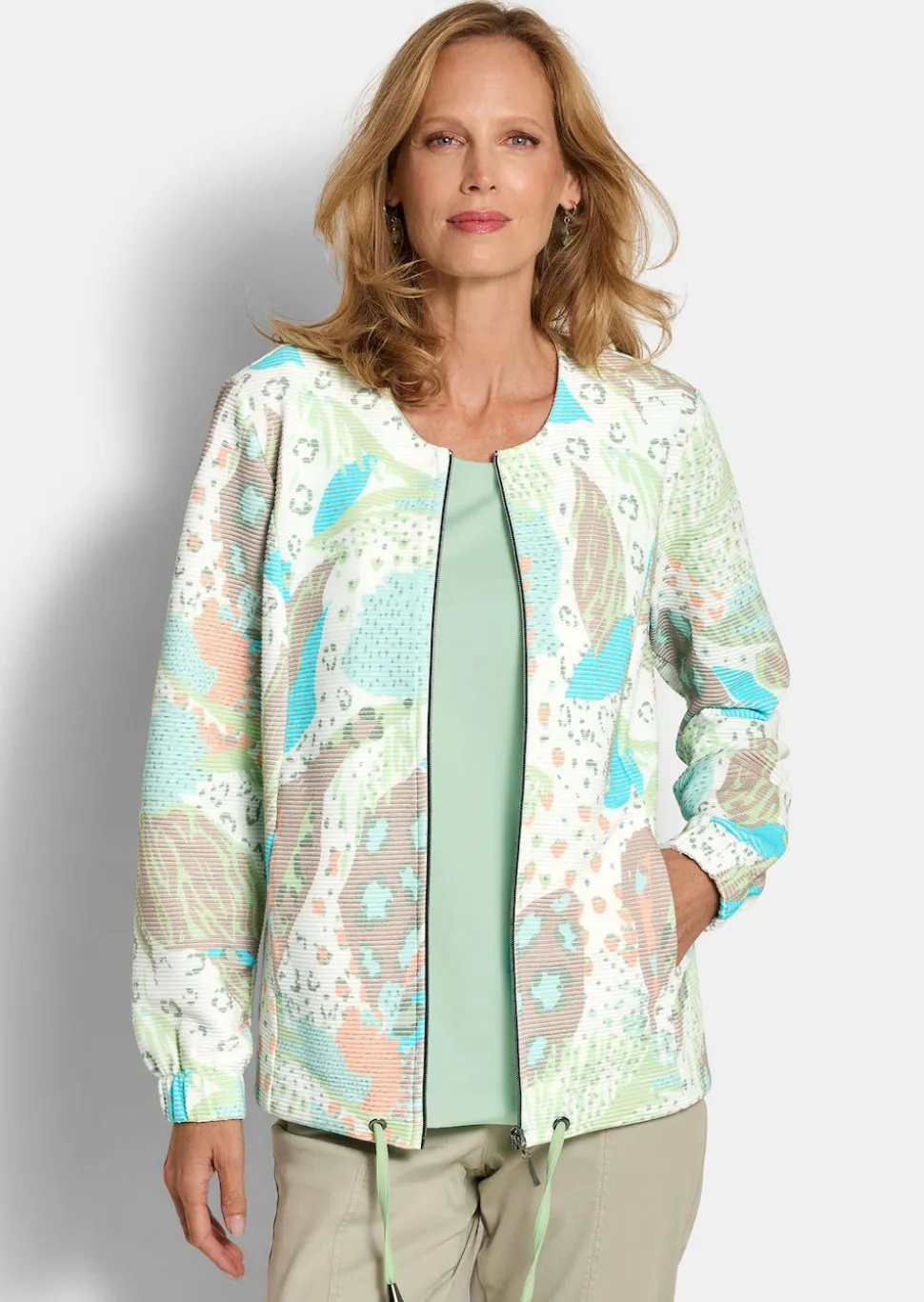 Jersey-Jacke mit Ottomanstruktur
