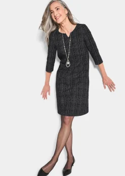 Jerseykleid in Tweed-Optik mit feinem Glanz