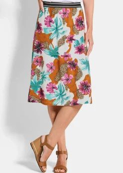 Jerseyrock mit Animal Print und Blumen