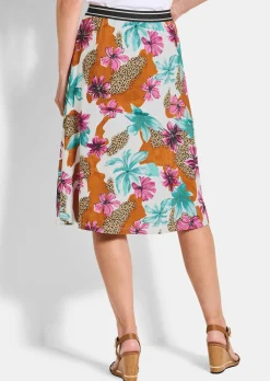 Jerseyrock mit Animal Print und Blumen