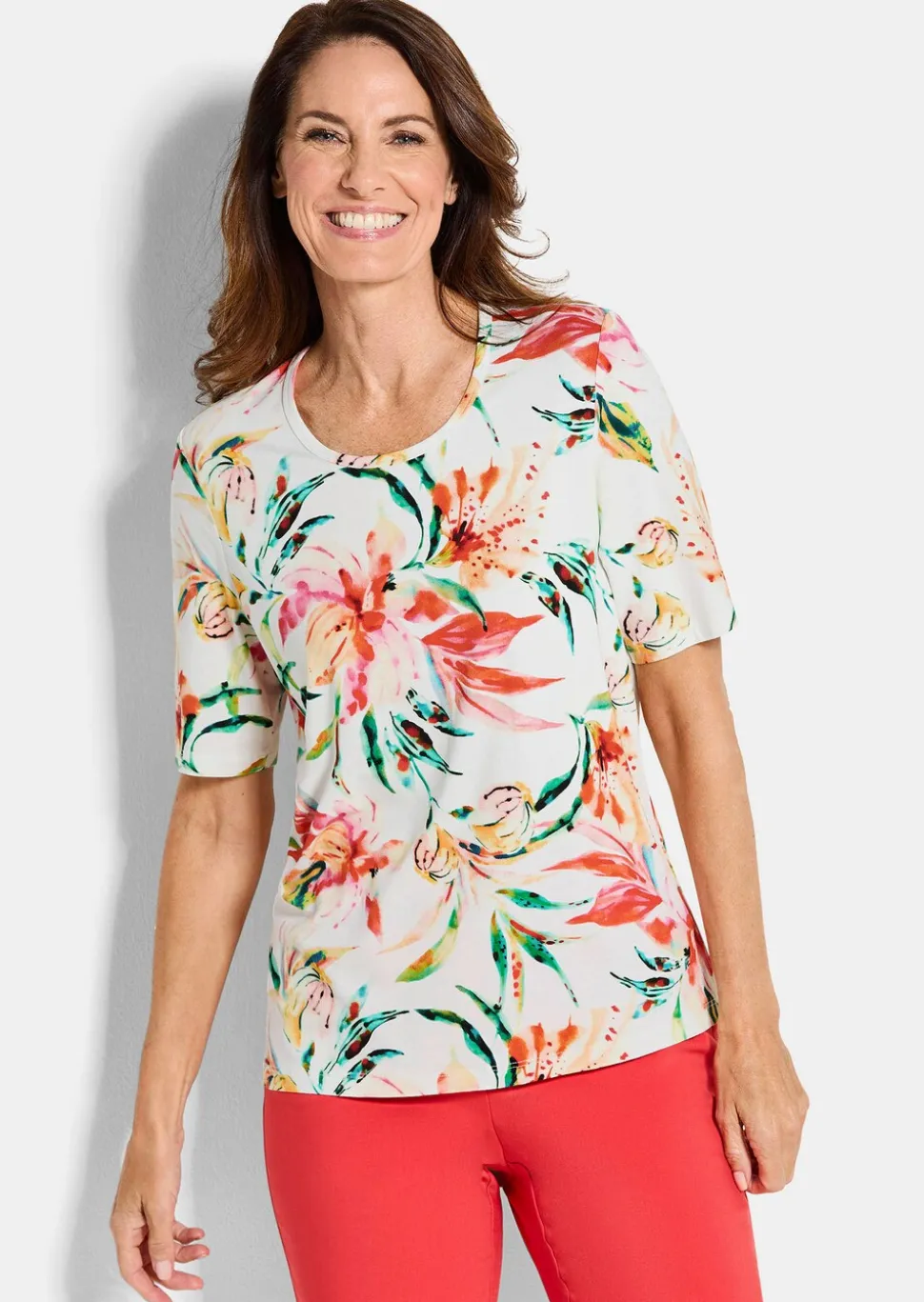 Jersey-Shirt mit Blumen