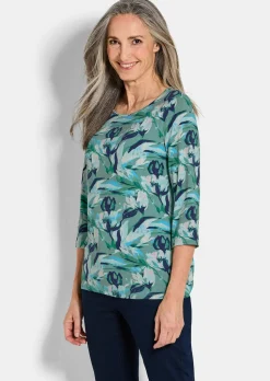 Jersey-Shirt mit Blumenmuster