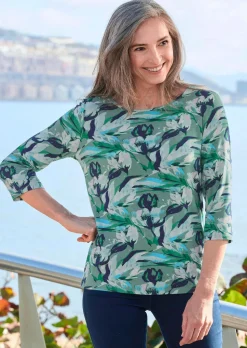 Jersey-Shirt mit Blumenmuster