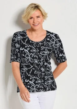 Jersey-Shirt mit Blumenmuster