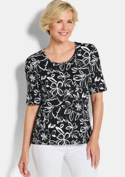 Jersey-Shirt mit Blumenmuster