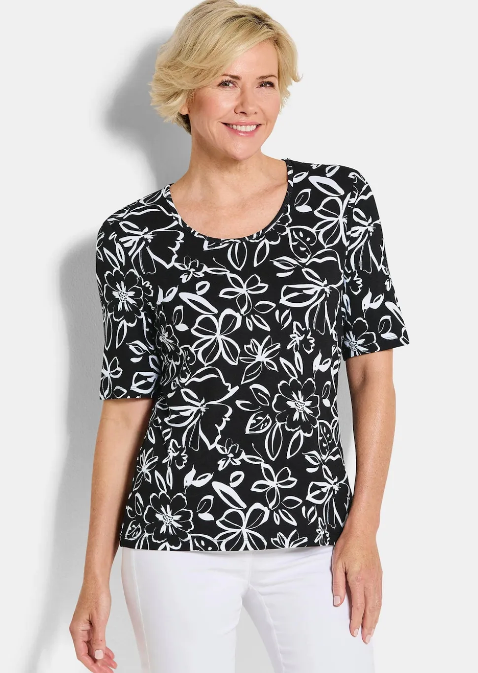 Jersey-Shirt mit Blumenmuster