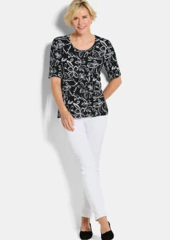 Jersey-Shirt mit Blumenmuster
