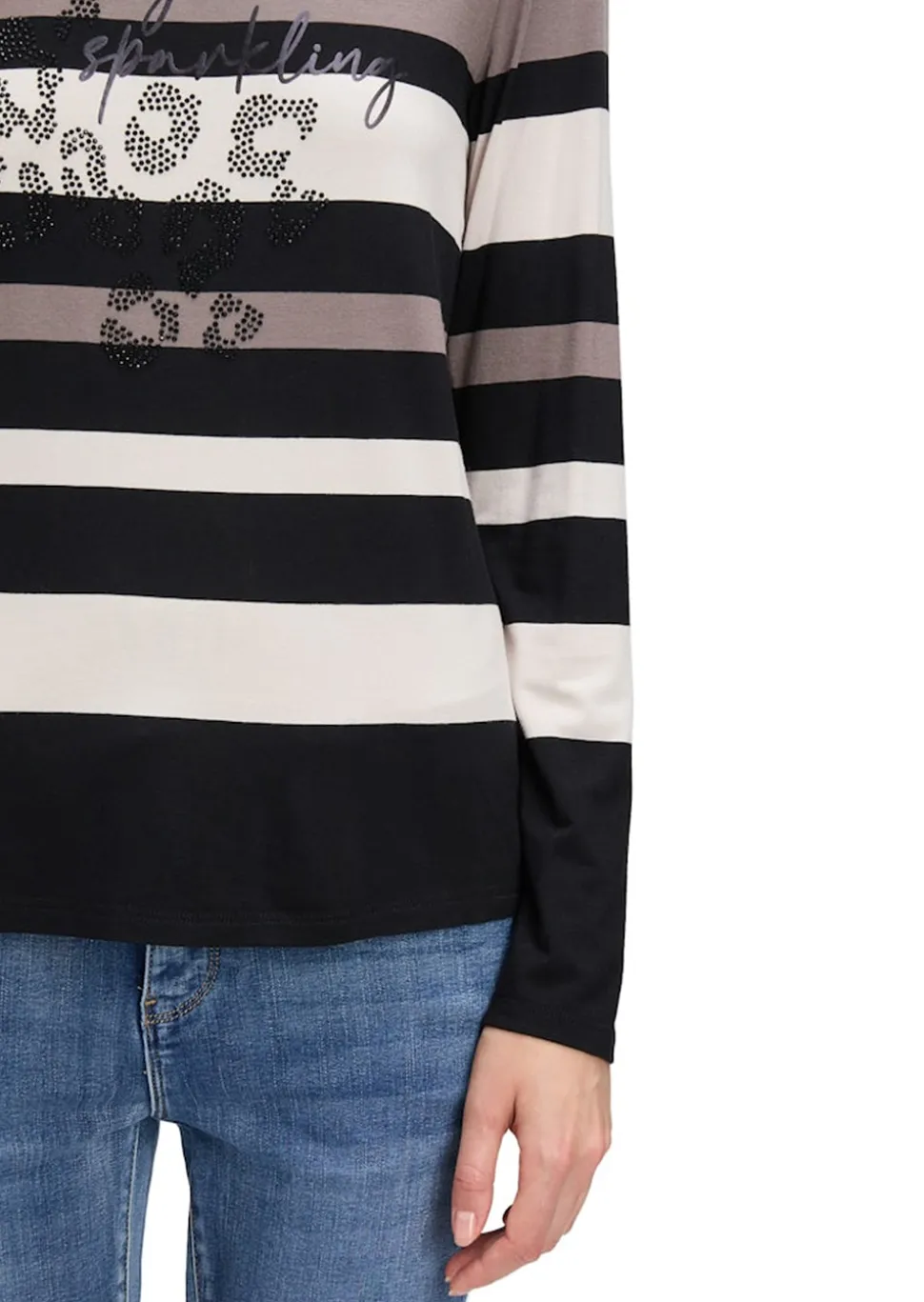 Jersey-Shirt mit Glitzersteinen