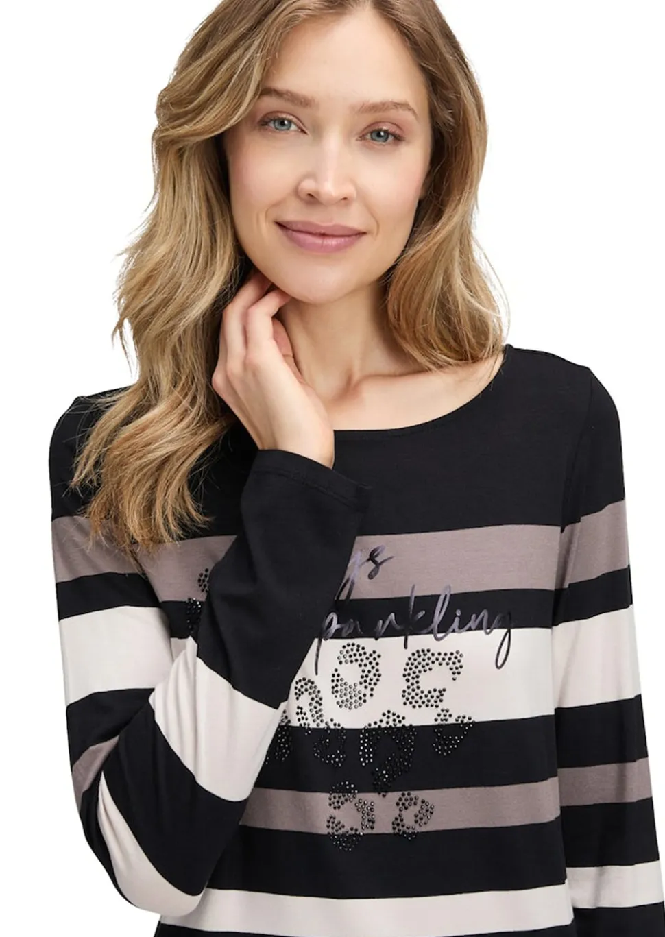 Jersey-Shirt mit Glitzersteinen