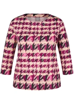 Jersey-Shirt mit Hahnentritt und Karo