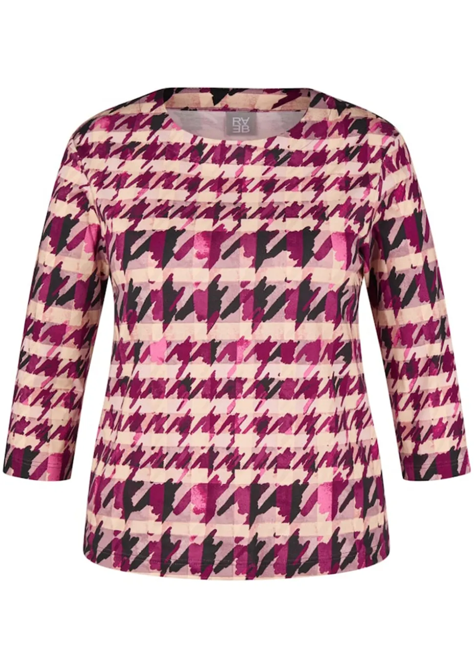 Jersey-Shirt mit Hahnentritt und Karo