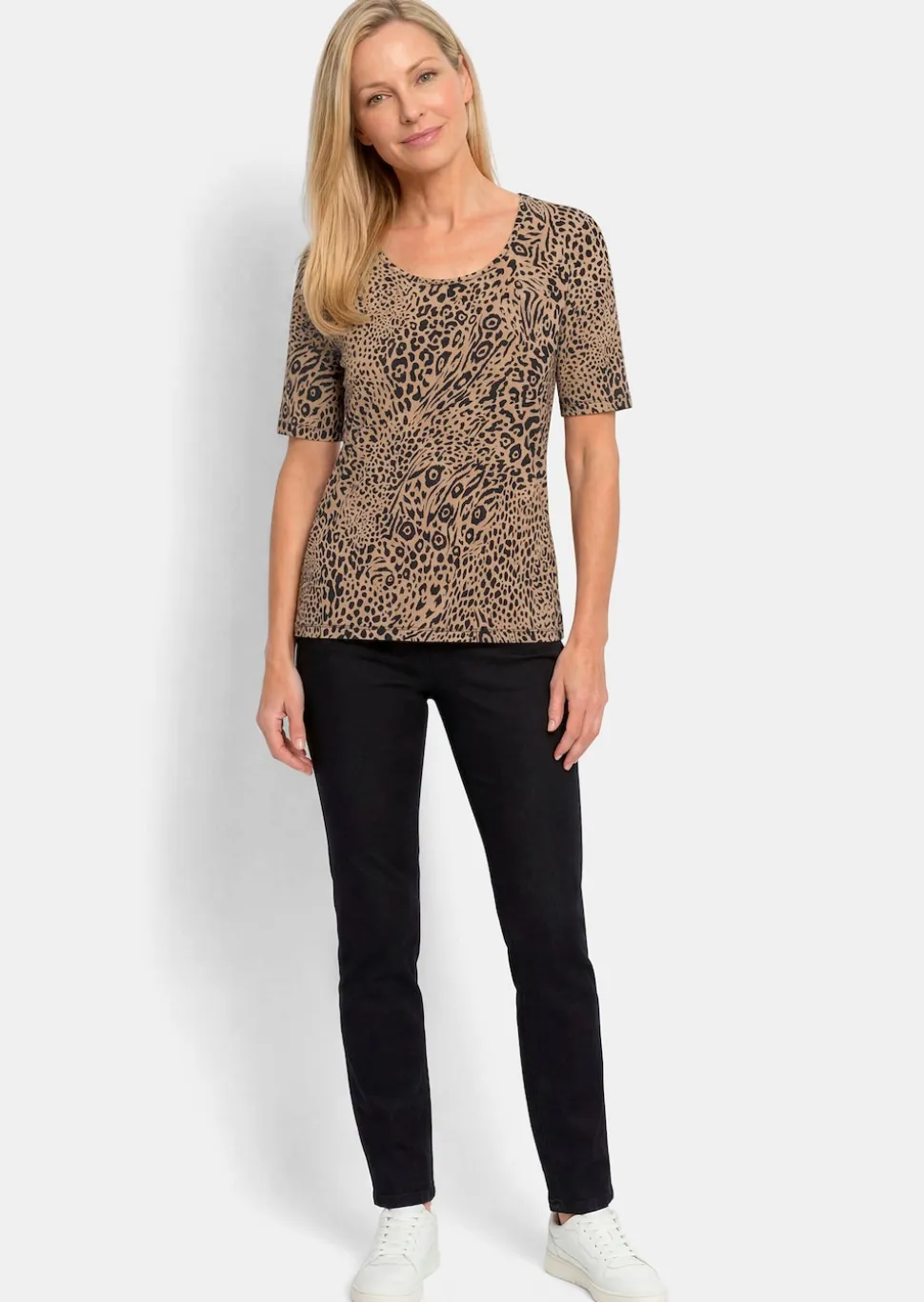 Jersey-Shirt mit Leo Print
