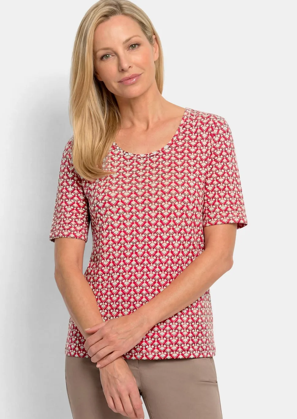 Jersey-Shirt mit Minimal-Rautenmuster