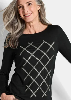 Jersey-Shirt mit Pailletten